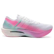 XTEP 男士运动鞋轻便透气休闲减震防滑跑步鞋，经典白 / 霓虹数码粉 / 天青色，型号 976419110088