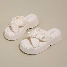 Women's Fashion Full Match Spring/Summer Outdoor Beach Non Slip Comfortable Breathable Casual Thick Bottom Height Raising Sandals - Beige - View 2