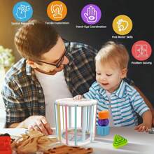 1 Set Children's Abs Shape Sorter Montessori Toy, Large 14cm Colored Cube & 6 Multi-Textured Sensory Shapes For Skill Building & Educational Fun, Ideal As Birthday Gift For Ages 0-3School, Student,Stationery,School Supplies Shape Sorter,Activity Cube,Montessori Toys,Shape Sorter,Activity Cube,Busy Cube,Shape Sorter,Activity Cube,Busy Cube