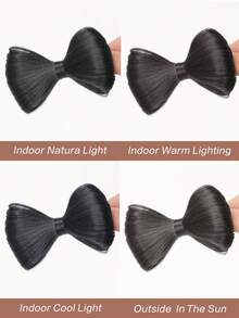 女士时尚可爱蝴蝶结发夹合成接发，蝴蝶结马尾辫耐热纤维发髻 - 彩色 - 查看 10