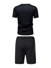 2 pezzi/set Uomo Maglietta a maniche corte aderente con stampa ragno e pantaloncini in vita con laccetti, outfit casual, adatto come regalo per marito/fidanzato, golf, pesca, basket, campeggio, palestra, nuoto e spiaggia