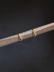 GAGAFEEL 1对925纯银时尚优雅可爱迷你叶子锆石耳夹耳环，适合女性日常佩戴、派对、友情礼物 - 金色 - 查看 9