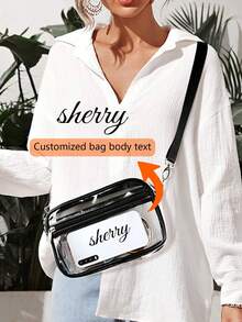 New Transparent One Shoulder Crossbody Bag, Fashionable Versatile Casual PVC Transparent Tote - Black - View 1