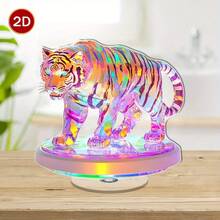 2D 旋转亚克力桌面装饰，无需电力，采用彩虹老虎设计，适合缓解压力、冥想、办公室装饰和家居氛围