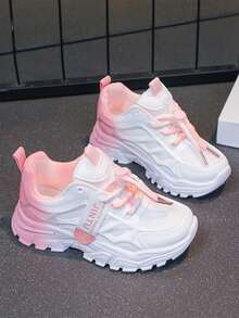 1 双女童厚底运动鞋，2025 新款休闲软底运动鞋，适合户外活动、学校和派对，春/秋季 - 粉色 - 查看 5