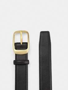 1 条女士合金小方扣 PU 皮带，简约时尚，适合牛仔裤、长裤、外套、连衣裙秋季、万圣节