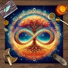 1pc Tree Of Life Tarot Card Tablecloth Moon Phase Plants Table Cloth For Tarot Altar Cloth Divination Cloth Card Pad For Room Home Decor - Black - View 3