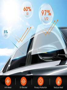 1Roll 1% 5% 15% 25% 35% 50% 70% VLT Window Tint Film For Cars Window Privacy Film Heat UV Block Scratch Resistant Blackout Auto Car Windshield Sun Shade Film Stickers Sticker Personalised Stickers