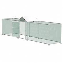 Froadp Outdoor Metal Rabbit Run With Sun Protection - Roof Door And Lock Stable Small Animal Run For Chickens, Ducks And Small Animals - Silver - View 2