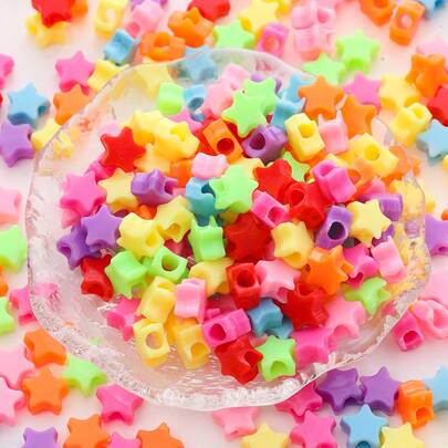 100pcs Rainbow Star Horse Beads - Large Hole, Spacer Beads Suitable For Birthday, Pride Party Decoration, Jewelry Making, Necklace, Friendship Bracelet, Hair Accessories, Craft Gifts