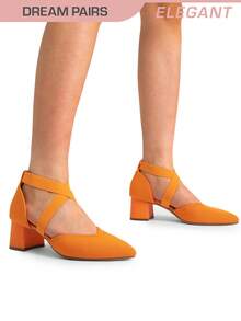 Women's Pointed Toe Chunky Heels Pumps Knitted Closed Toe Comfortable Fashionable Casual Holiday Work Dress Shoes