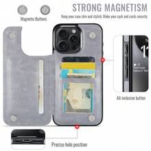 Wefor Ốp điện thoại kiêm ví da thật cao cấp, tương thích với iPhone 16e/16/15/14/13/12/11 Pro Max/SE/X/XR/XS Max/8/7/6/6S Plus và Galaxy S25/S24/S23/S22/S21/S20 Ultra/A13/A14/A15/A35/A53/A54/A55/S23 FE/S24 FE. Có chân đế và khe đựng thẻ, chống sốc, chống nước, chống rơi vỡ, chống trầy xước, thiết kế bao phủ toàn thân. - Xám - Xem 4