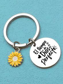 1 件西班牙励志名言“完美时机就是现在”字母钥匙扣，雕刻激励礼物，适合同事、教师、学生汽车配件包饰学校可爱哥特 Y2k