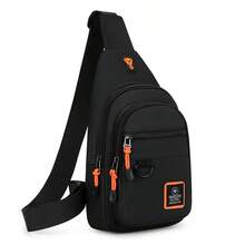 Bolsa de hombro para ocio al aire libre, senderismo y bicicleta para hombres, bolsa bandolera deportiva impermeable, mochila de viaje, bolsa de pecho para hombres - Negro - Ver 2