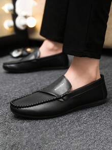 2025 Autumn/Winter New Casual Loafers Men, Breathable Slip-On Soft Driving Shoes (Note: Loafers Tend To Run Small, Customers With Large Feet Are Advised To Order One Size Up) - Black - View 4