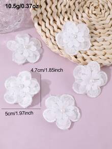 5pcs/Set Girls' Elegant White Flower Hair Clips - White - View 8