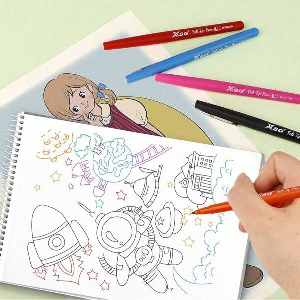 Set di pennarelli biunta a 36 colori - Marcatori d'arte vibranti per bullet journal/prendere appunti/decorare agende | Punta media, forniture scolastiche e da ufficio (essenziali per il ritorno a scuola/idee regalo)