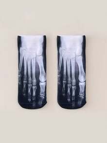1/5 Pairs Foot Bone Printed Personalized Short Socks, Unisex - Multicolor - View 2