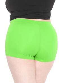 STRETCH IS COMFORT Women's And Plus Size Nylon Booty Shorts | Small - 3X - Neon Lime - View 2
