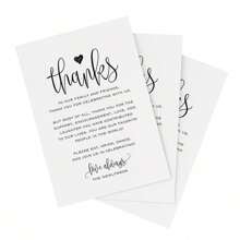50 pièces Cartes de remerciement pour table de mariage, décoration de table, réception, cartes de remerciement pour enterrement de vie de jeune fille, cartes postales, cérémonie de mariage, fête, célébration ou cartes pour événement spécial, Noël
