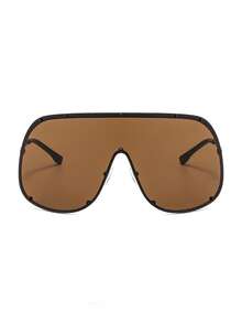 1 Cặp kính thời trang kim loại nguyên khối cỡ cực lớn, gọng màu nâu, kiểu dáng cổ điển cao cấp, có thể tùy chỉnh, phù hợp cho cả nam và nữ, lý tưởng cho đeo hàng ngày, chụp ảnh đường phố, kỳ nghỉ, du lịch, bãi biển mùa hè, các hoạt động ngoài trời và các chuyến đi. - Màu nâu - Xem 5