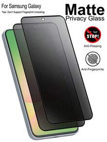 ZYONS [2 件] 磨砂 AG 隐私屏幕保护膜，适用于三星，适用于三星 Galaxy 系列，三星保护膜，防眩光防偷窥防偷窥游戏伴侣，易于安装防摔全覆盖三星屏幕保护膜，精致触感防指纹光滑油，适合生日、家人、朋友的礼物，钢化玻璃，防窥，手机屏幕保护膜，手机配件防水防震防摔防摔防刮