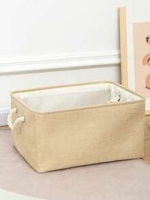 1pc Portable Foldable Fabric Storage Laundry Basket With Handles, Home Organizer Basket For Bathroom, Toilet, Laundry Room, Clothes, Sundries