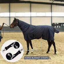 2pcs Adjustable Horse Blanket Strap With Snap Hook Design - Nylon Adjustable Shoulder Strap For Horses - With Stainless Steel Buckles - With Dual Swivel Snap And Sturdy Stainless Steel Closures - Comfortable Secure Fit Replacement - Ensure Riding - Black - View 2