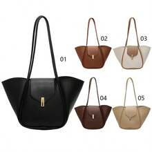 Women Fashion Shoulder Bag PU Leather Simple Tote Handbag Adjustable Strap Work Handheld Bag Daily Bag For Female