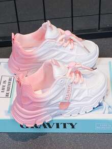 1 双女童厚底运动鞋，2025 新款休闲软底运动鞋，适合户外活动、学校和派对，春/秋季 - 粉色 - 查看 10