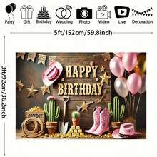 1 tấm phông nền chụp ảnh theo phong cách mộc mạc theo chủ đề cao bồi miền Tây, 100% Polyester, dùng cho sinh nhật, gia đình, vườn, sân, kỷ niệm, studio chụp ảnh, không cần nguồn điện, đồ treo tường, lễ kỷ niệm chung - 1 cái - Xem 2