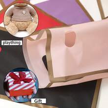 50 个带手柄的厚礼品袋，金边塑料派对糖果袋，适合各种节日派对、返校节、情人节 - 彩色 - 查看 4