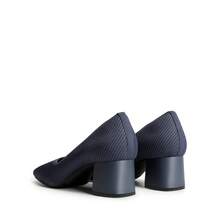 Women's Square Toe Chunky Heels Pumps Comfortable Knitted Closed Toe Fashionable Elegant Casual Holiday Work Dress Shoes - 藏蓝色 - 查看 7