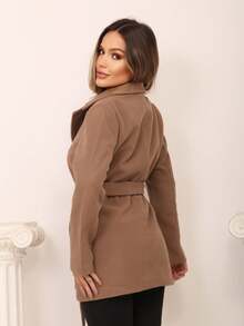 OVERALL PARKA COAT IN WOOL STYLISH COMFORTABLE SUPER WARM PREMIUM PIECE MODERN CASUAL TOP - Khaki - View 3