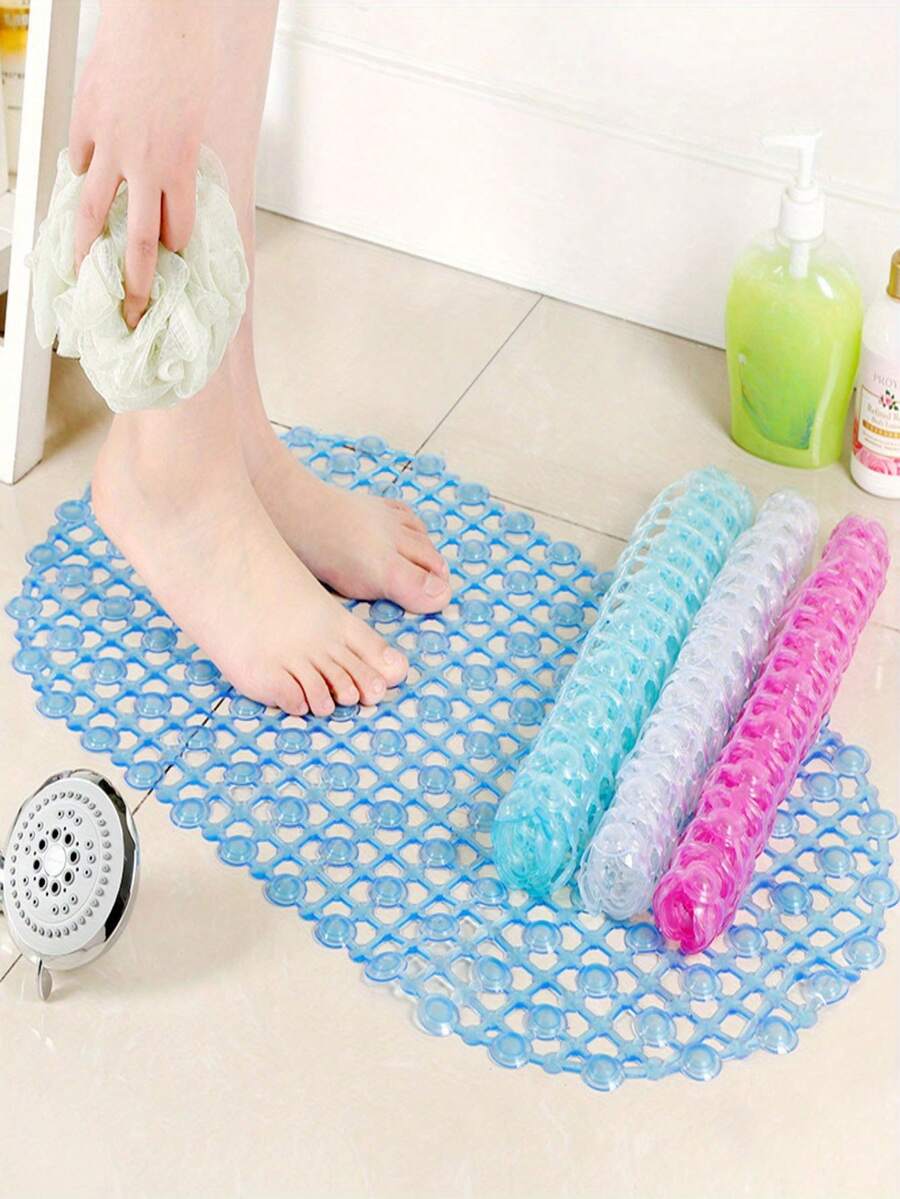 1/2/4pcs Anti-Slip Suction Cup Bath Mats - Waterproof Shower And Toilet Rugs, Plastic, Available In Mixed Colors/Pink/Blue, Bathroom Mats | Wet Environment Pads | Bathroom Carpets, Bathroom Accessories Home Bathroom Decor Fall Decor Back To School - Bathroom Anti-slip Mat - View 1