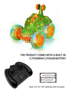 Voiture radiocommandée dinosaure avec rotation à 360°, roues illuminées, voiture RC dinosaure 2.4Ghz avec cascades rapides, voiture RC transformable, voiture de police transformante à l'échelle 1:18 avec lumières, transformation 1 touche avec rotation à 360°, jouet télécommandé d'intérieur et d'extérieur pour enfants de 3 ans et plus, cadeau idéal pour Noël/Halloween/Pâques pour les garçons