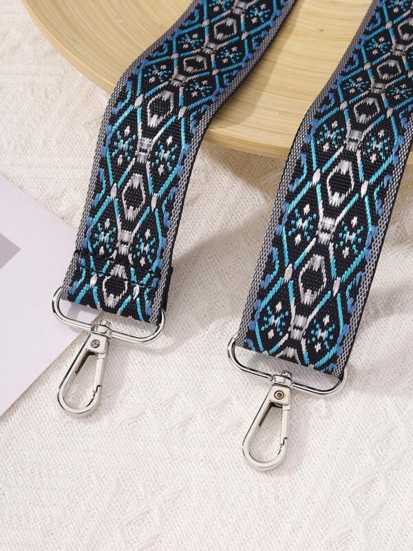 Bolsa a tiracolo transversal de alça larga com bordado retrô jacquard, acessório de alça de bolsa longa de reposição, estilo boho ocidental