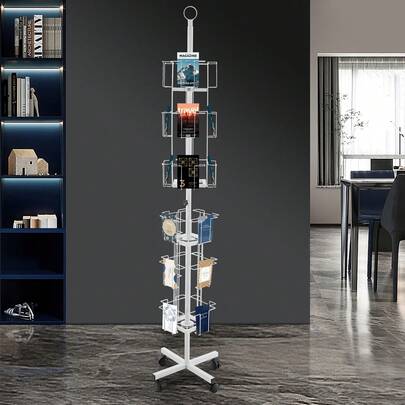 LOYALHEARTDY Expositor giratorio para tarjetas de felicitación con 24 bolsillos y 4 ruedas con freno