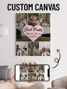 1pc Framed Custom Photo Collage - Boyfriend, Girlfriend, Couple, Anniversary, Valentines Day Gift, Mother's Day Gift For Mom, Unique Birthday Gift - Multicolor - View 1
