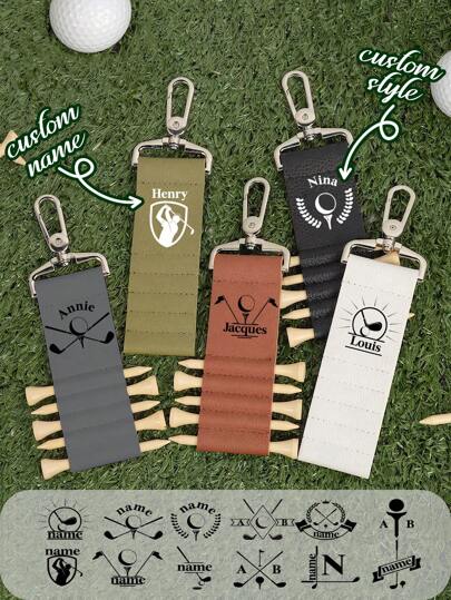 1 Stück personalisierter Golf-Anhänger, individueller PU-Leder Tee-Halter, kann mit Buchstaben oder Text personalisiert werden. Handgemachte Gepäckanhänger, Bester Papa auf dem Golfplatz, Golf-Accessoire. Modisch, praktisch und langanhaltend.
