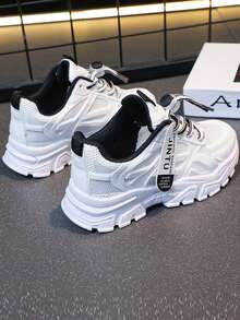 1 双女童厚底运动鞋，2025 新款休闲软底白鞋，适合户外活动、学校和派对，适合春秋季节 - 黑色 - 查看 8