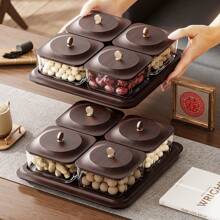 New Minimalist INS Style Luxury Imitation Wood Grain Dry Fruit Plate, Snack Nut Candy Storage Box, Home Living Room Tea Table Fruit Plate, Anniversary Supplies, Holiday Fruit Plate, Office Desk Fruit Plate