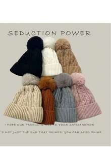 MilyModa Simple Style Winter Thick Adult Women's Beanie Hat - Baby Pink - View 2