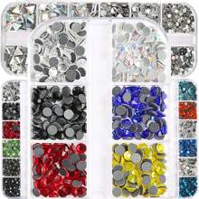 worthofirst 2000-2400 piezas/caja Cristal multicolor rhinestone 2,8 mm/3,8 mm con dorado para planchar en ropa, bolsas, decoración DIY