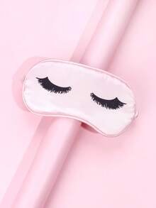 1pc Girls Pink Eyelash Pattern Polyester Soft Sleep Mask, Comfortable For Resting And Dreaming - Multicolor - View 5