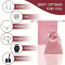 Velvet Jewelry Pouch With Drawstring - Small Pink Soft Storage Bag, Suitable For Wedding Favors, Party Gifts, Valentine's Day, Anniversary Gifts