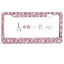 1pc/2pcs Rhinestone Bling Car License Plate Frame, Stainless Steel Handmade, With Shining Crystal Screw Caps & Installation Tools, Fit For US License Plate Size, Waterproof & Rustproof Auto Accessories - 2pcs - View 8