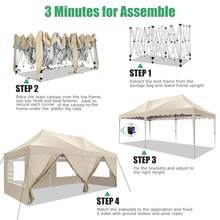 CAROMA Pavilion 3x6 Folding Pavilion 3x6 Waterproof Stable, Party Tent Foldable Anti-UV 50+ Pop Up Garden Pavilion With 6 Sidewalls, 4 Sandbags, Bag With Wheels, For Weddings Parties Market