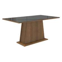 Juego de comedor mesa de vidrio y 4 sillas Madesa Oxford color marrón y negro diseño de tela lisa moderno y elegante para dining familiar - Marrón y negro - Ver 5