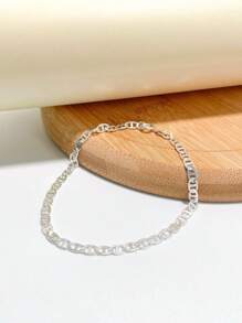 CONJUNTO MASCULINO COLAR 70CM E PULSEIRA 20CM BANHADA A PRATA 925.